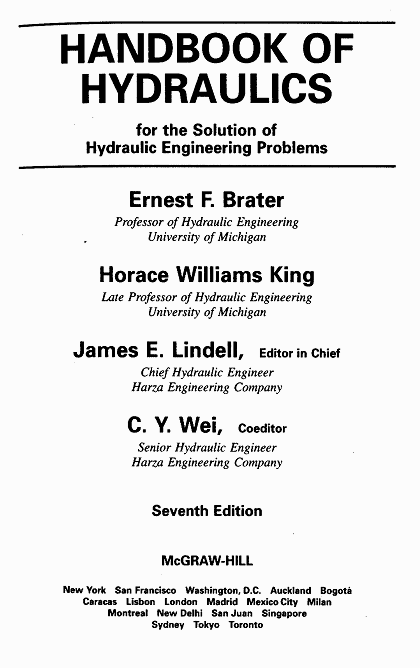 The title page for the Handbook of Hydraulics.